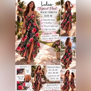 Lulus Tropical Floral Maxi Dress – Size M blue
